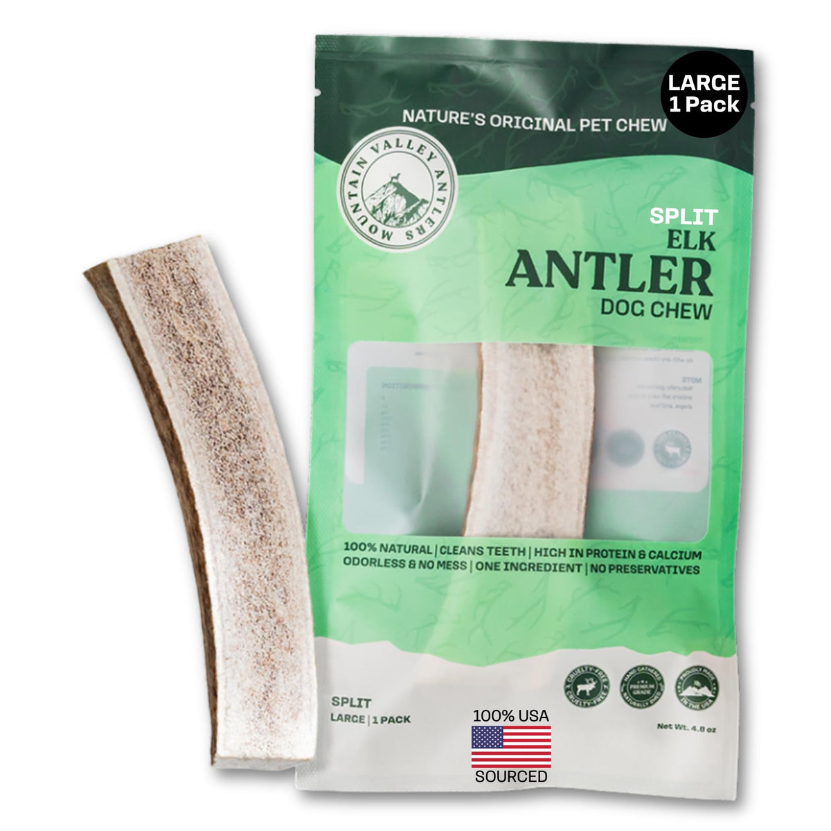 Mountain Valley Elk Antlers large split dog chew; durable long lasting play