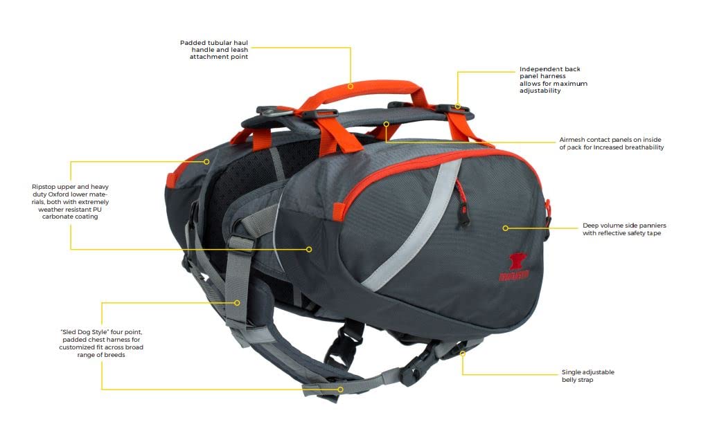 Mountainsmith K9 Pack reflective trim increases visibility during dusk hikes