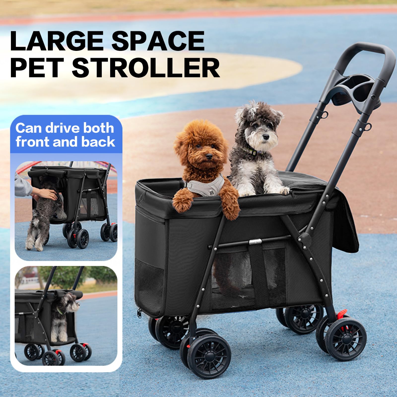 MOV COMPRA pet stroller folded image highlights compact carry and storage