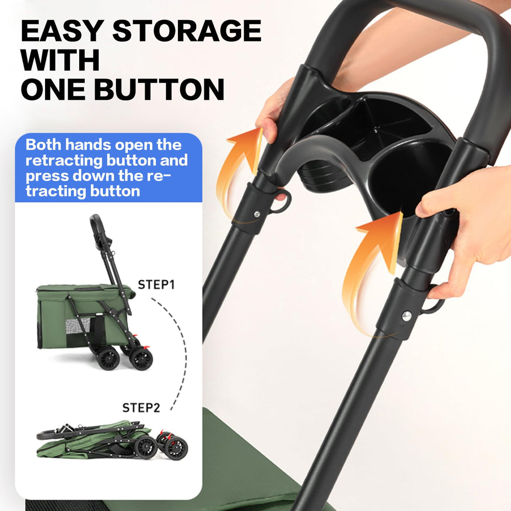MOV COMPRA pet stroller green, padded shoulder strap eases carrying load