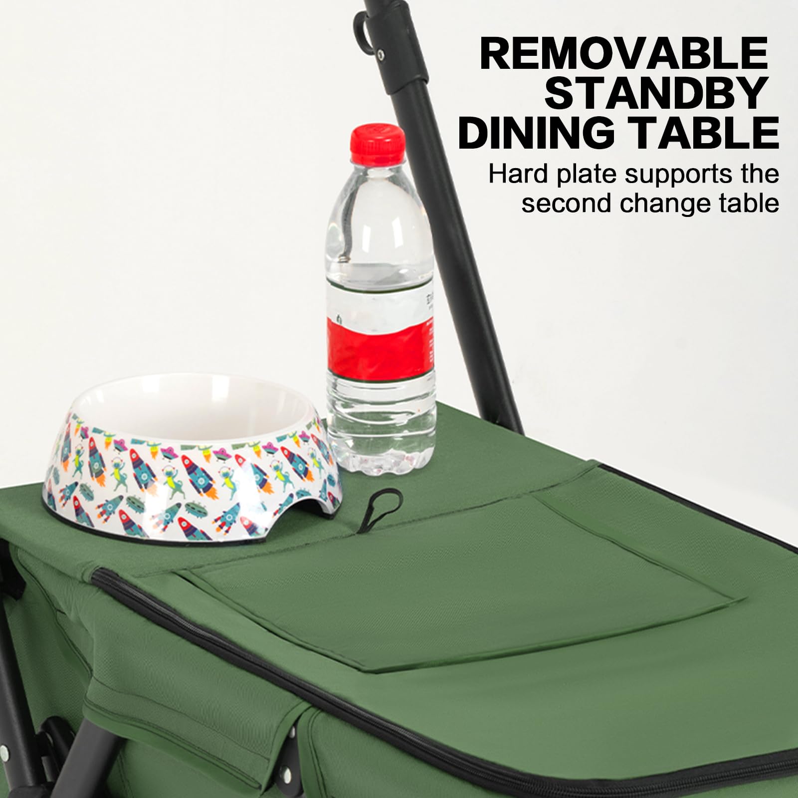 MOV COMPRA pet stroller green, storage pocket fits water and snacks