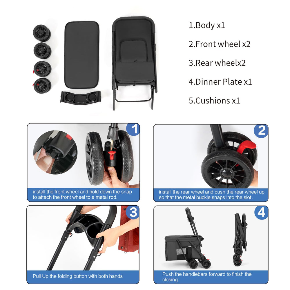 MOV COMPRA pet stroller in-use shot shows hands-free travel with your pet