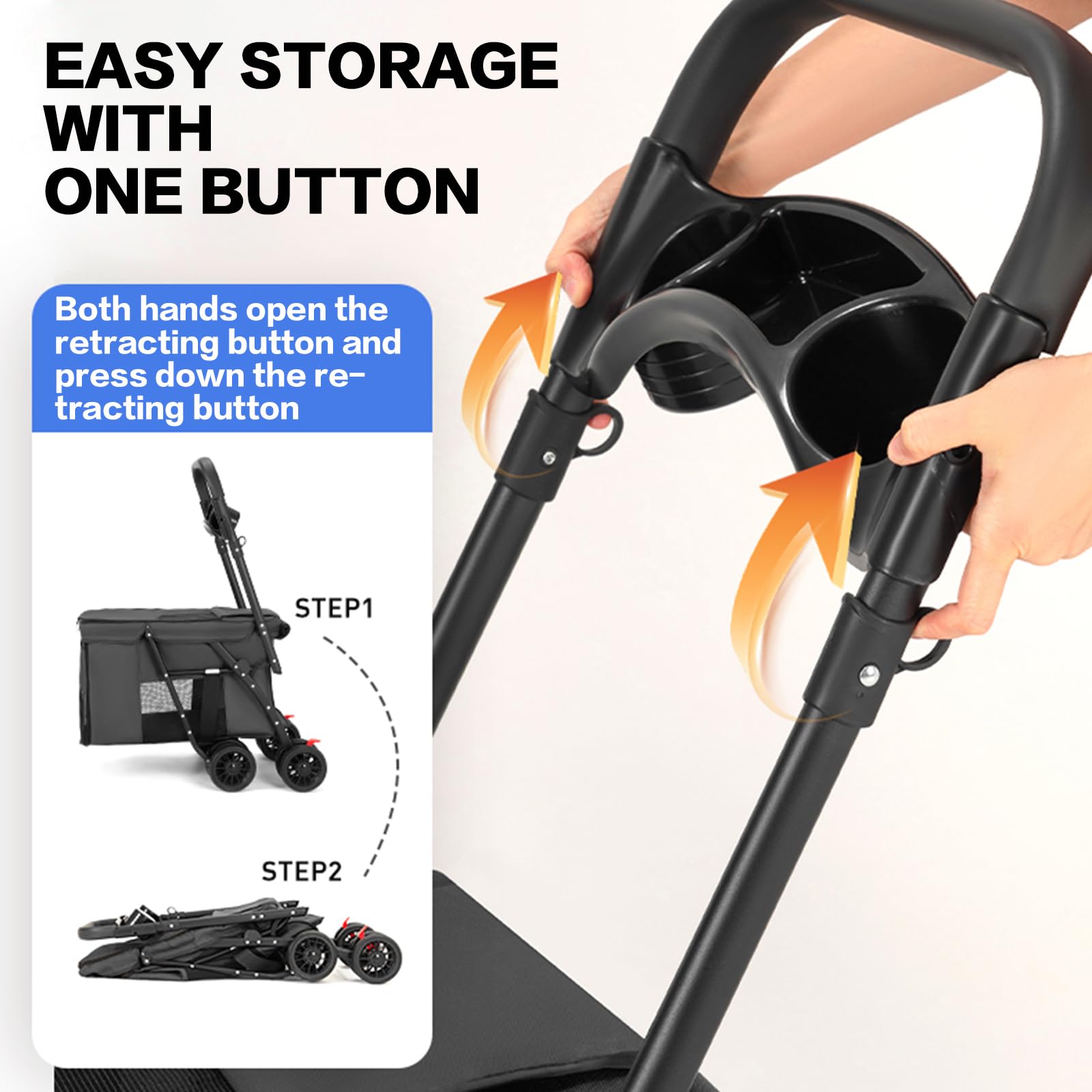 MOV COMPRA pet stroller handle and shoulder strap emphasize padded comfort