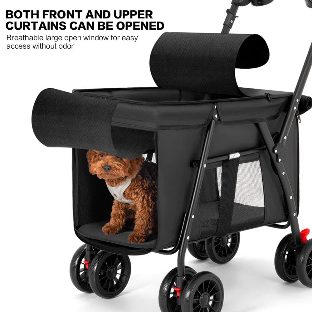 MOV COMPRA pet stroller wheels demonstrate smooth, durable four-wheel mobility