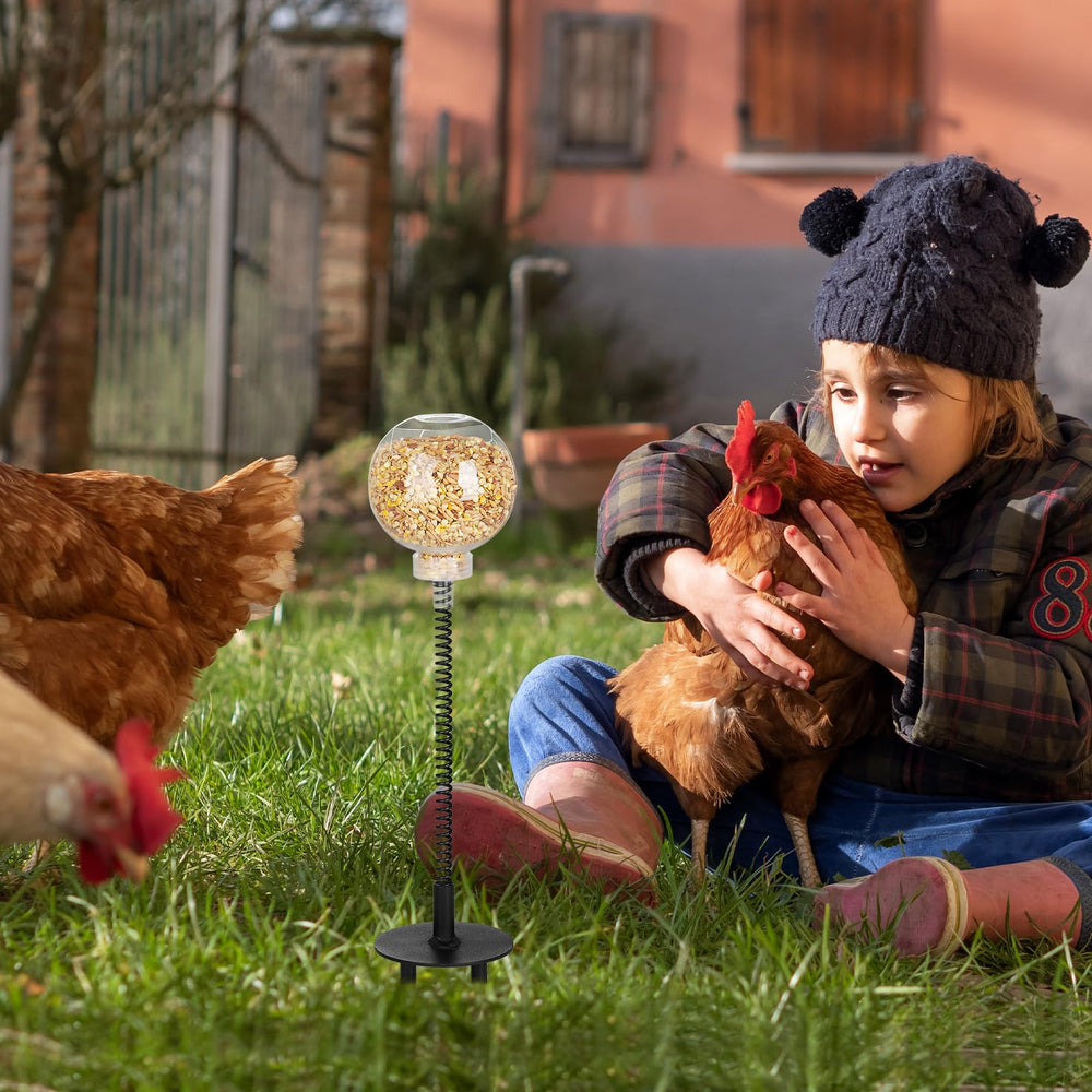 moyardow Peck Toy metal base secures toy in outdoor areas.