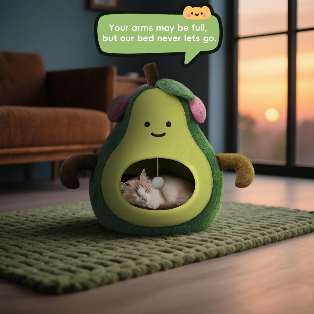 MOYMO avocado cat bed ready for customization with stickers.