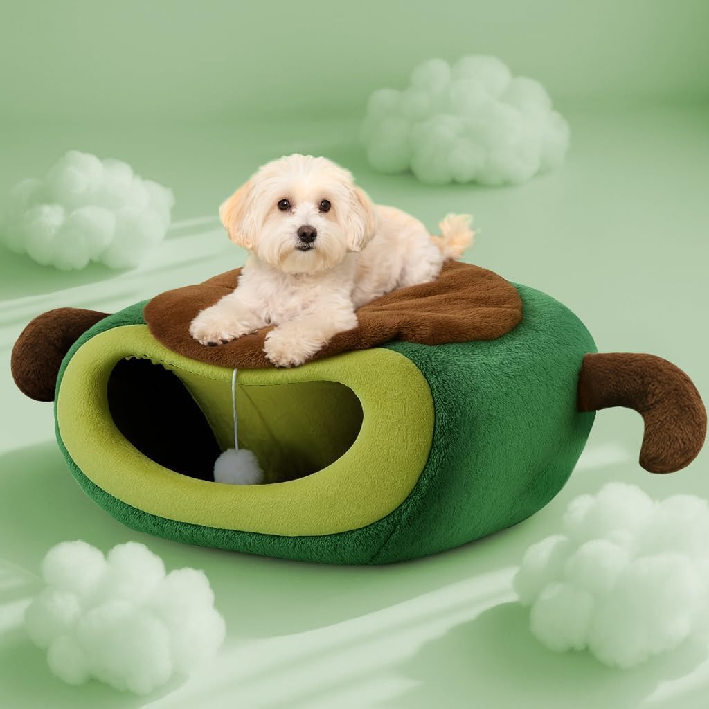 MOYMO avocado cat bed includes three stickers for personalized decor.