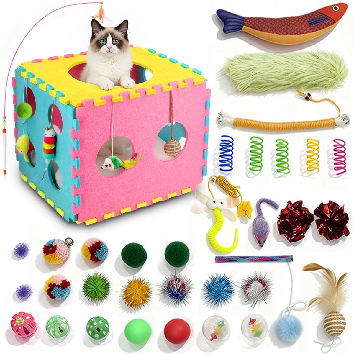 MOYMO cat dice house peekaboo holes boosts playful hunting and lounging sessions