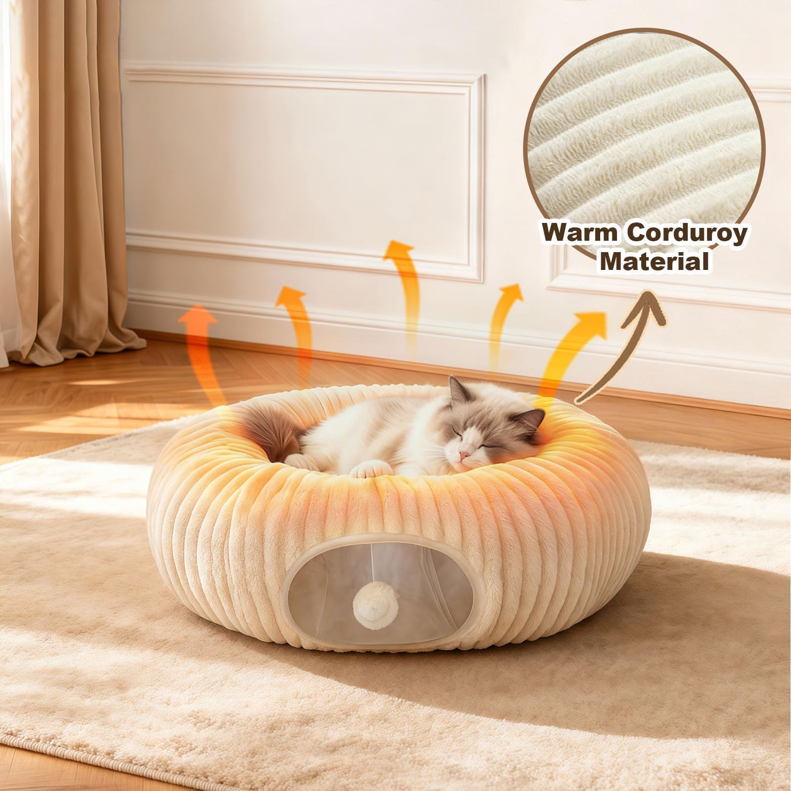 MOYMO cat donut tunnel bed plush mat for cozy resting