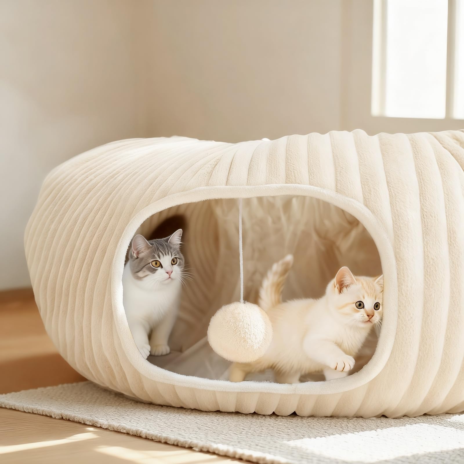 MOYMO cat tunnel bed S-shaped design boosts varied play routes and hideouts
