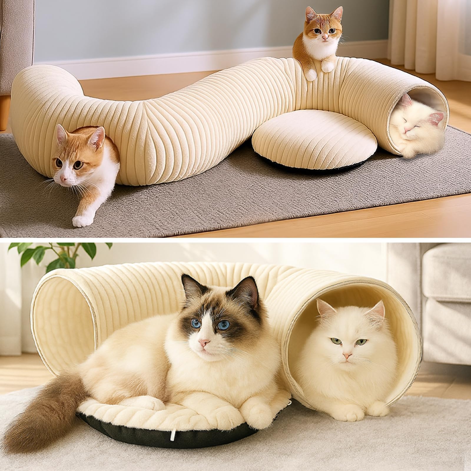 MOYMO cat tunnel bed fits pets under 30 pounds for cozy play