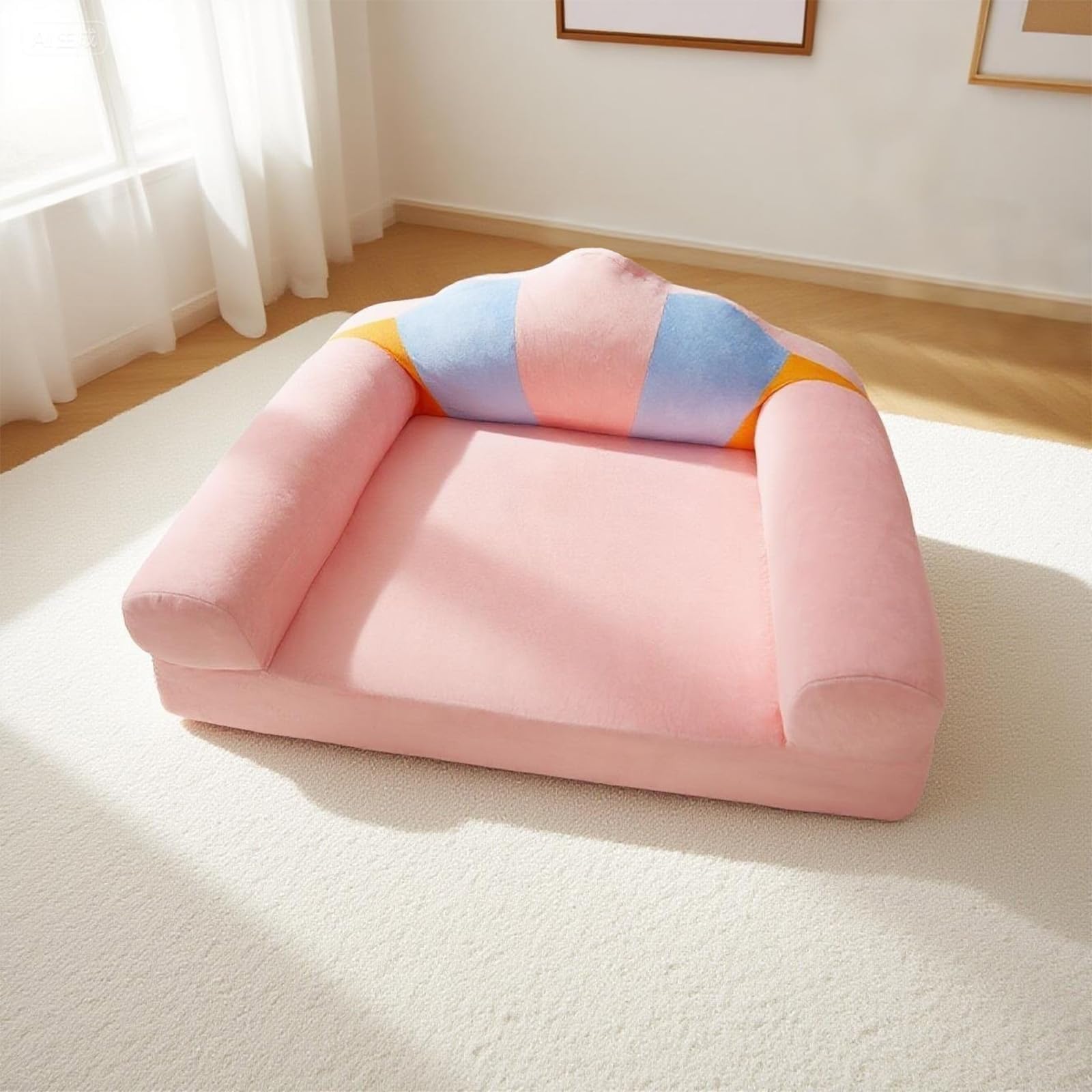 MOYMO rainbow cat couch ready for cozy, social-media-friendly moments.