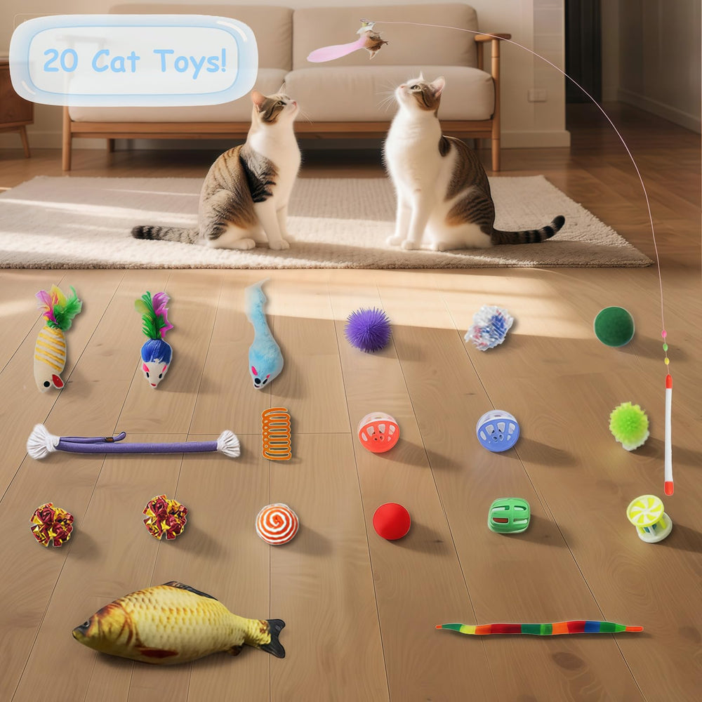 MOYMO Mesh Cat Tunnel Bed 20-toys highlights built-in play set for interactive fun