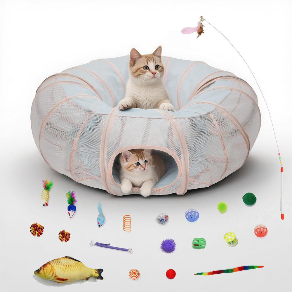 MOYMO Mesh Cat Tunnel Bed entrance invites curious cats to explore a comfy hiding space