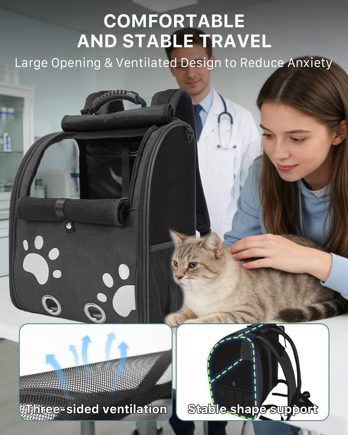 Moysoon cat backpack 300d-oxford-cloth offers durable, water-resistant protection.