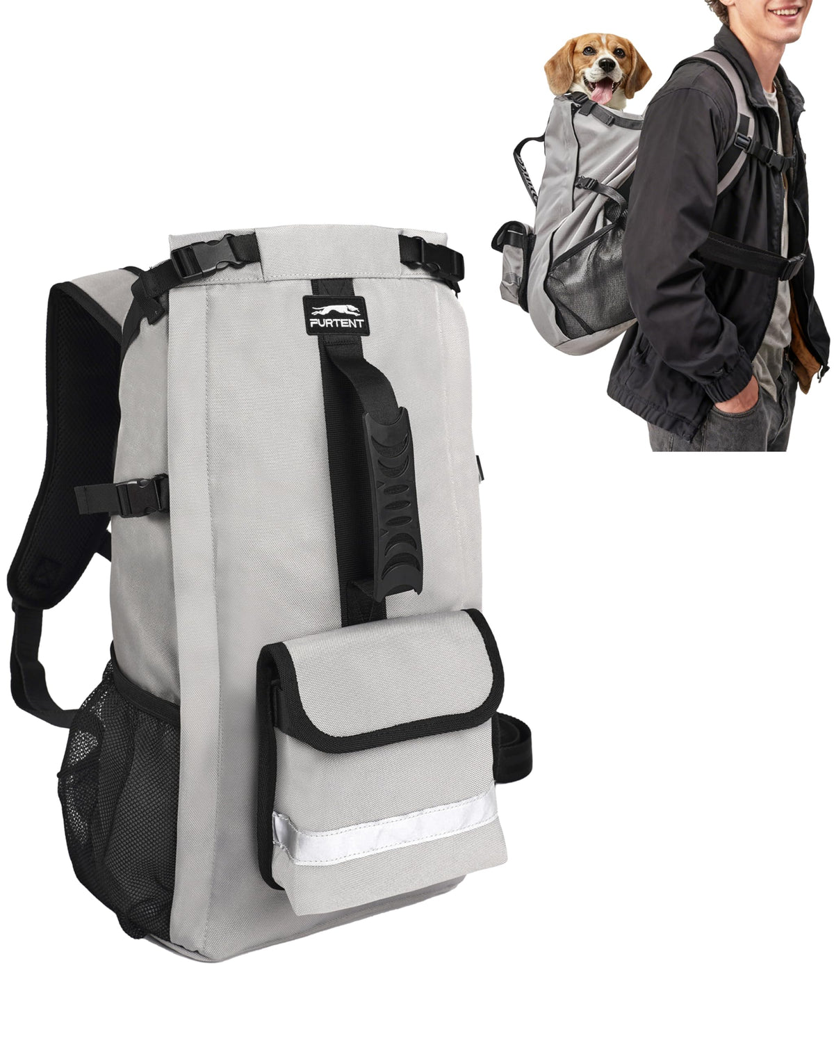 Moysoon dog backpack with secure 4-layer system for safe hiking and daily errands.