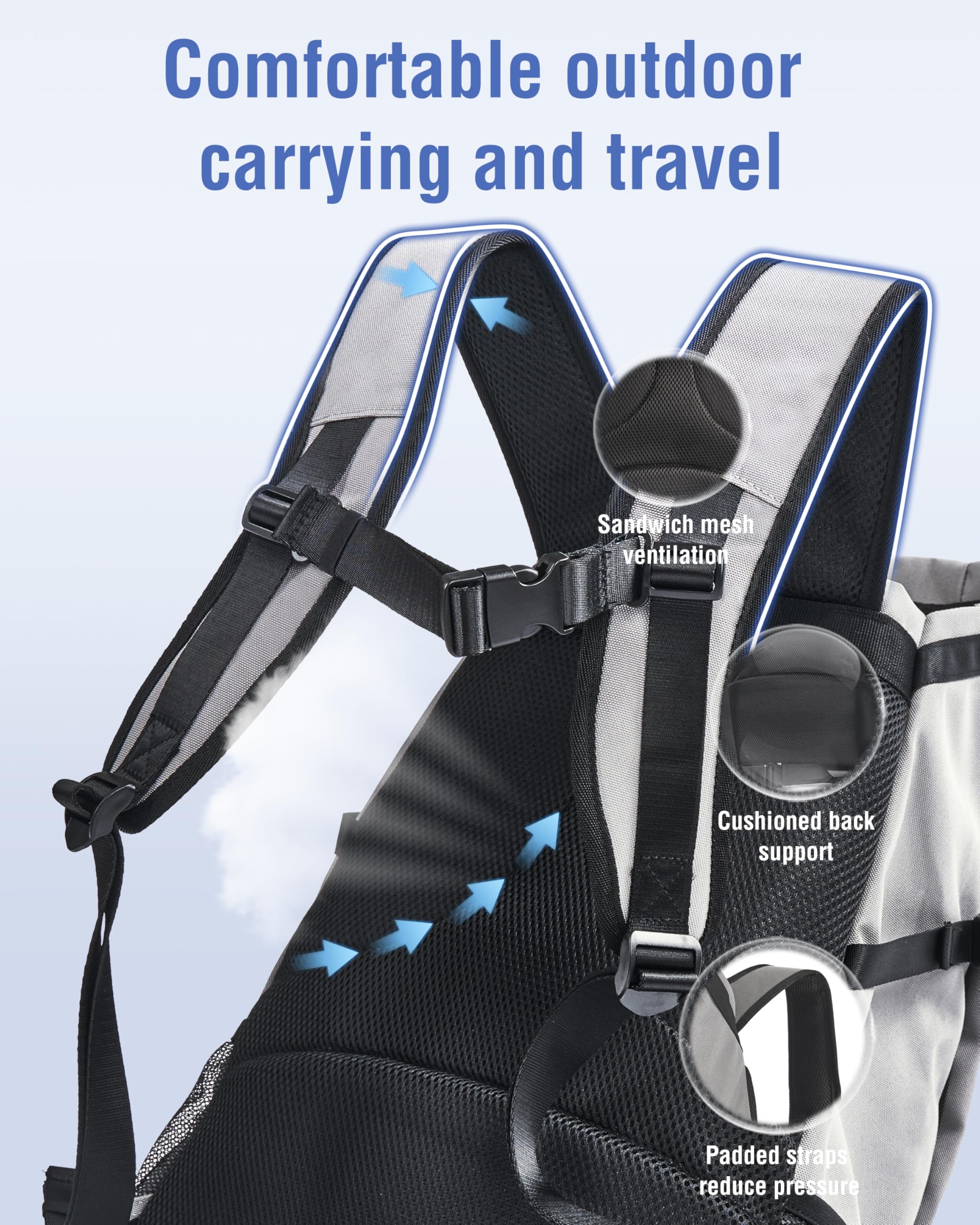 Moysoon adjustable strap system evenly distributes weight for comfortable hikes