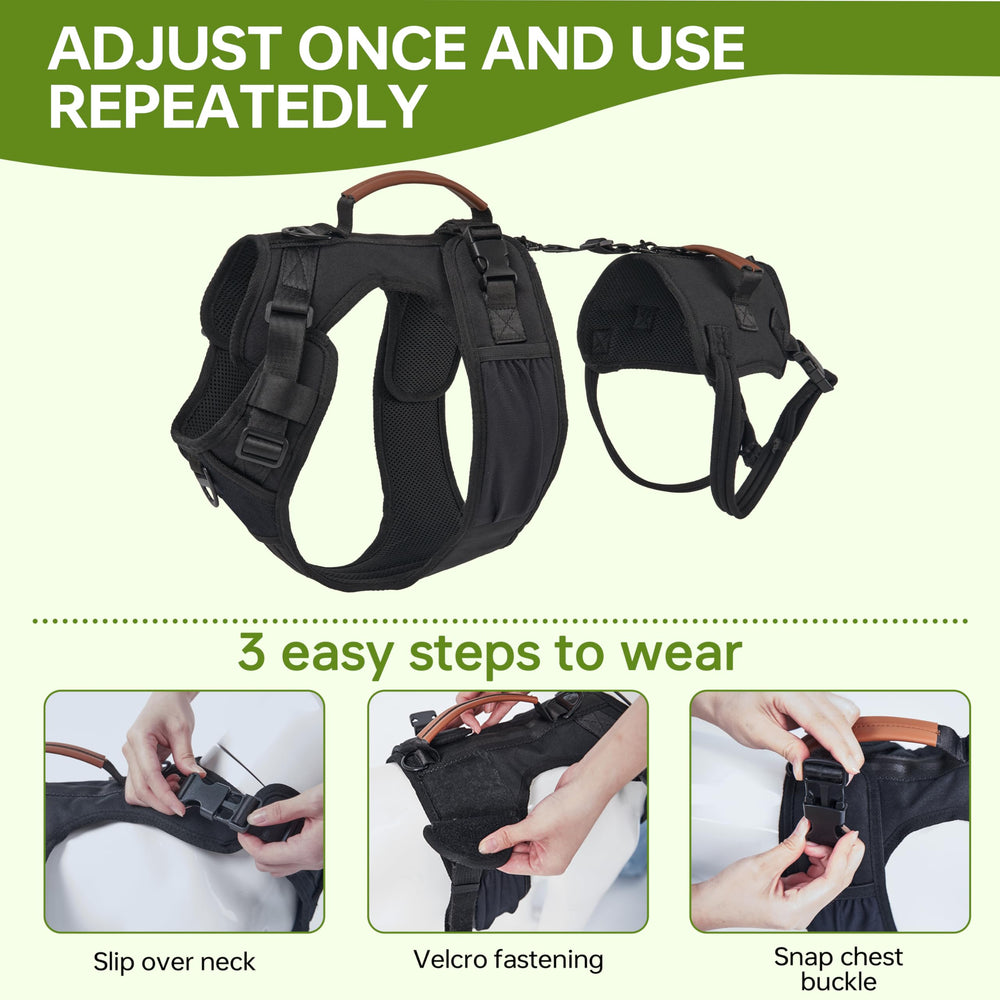 Moysoon Dog Lift Harness rust-proof metal rings and anti-slip buckles for durability