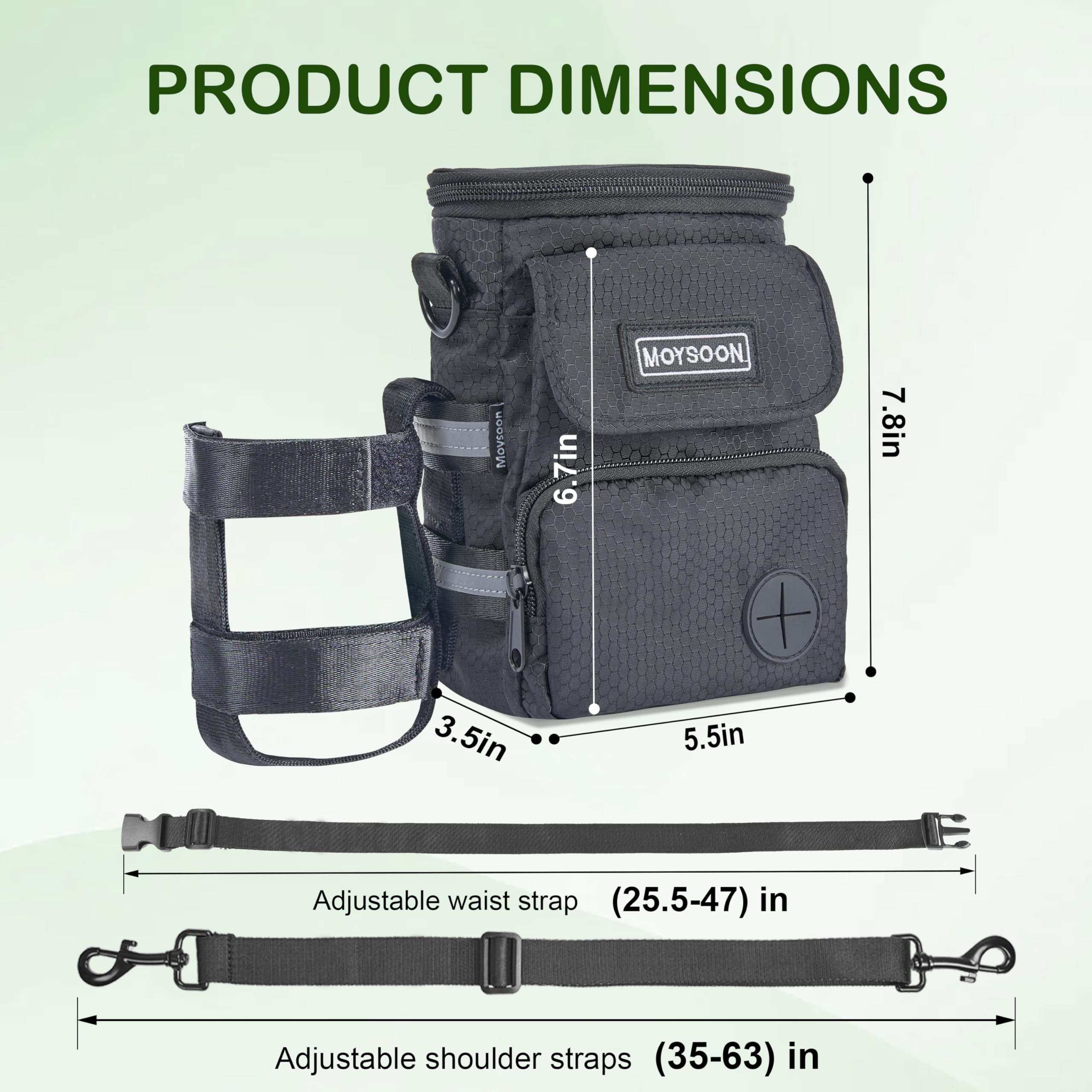 Moysoon multi-pocket treat pouch keeps snacks, phone, and bags organized.