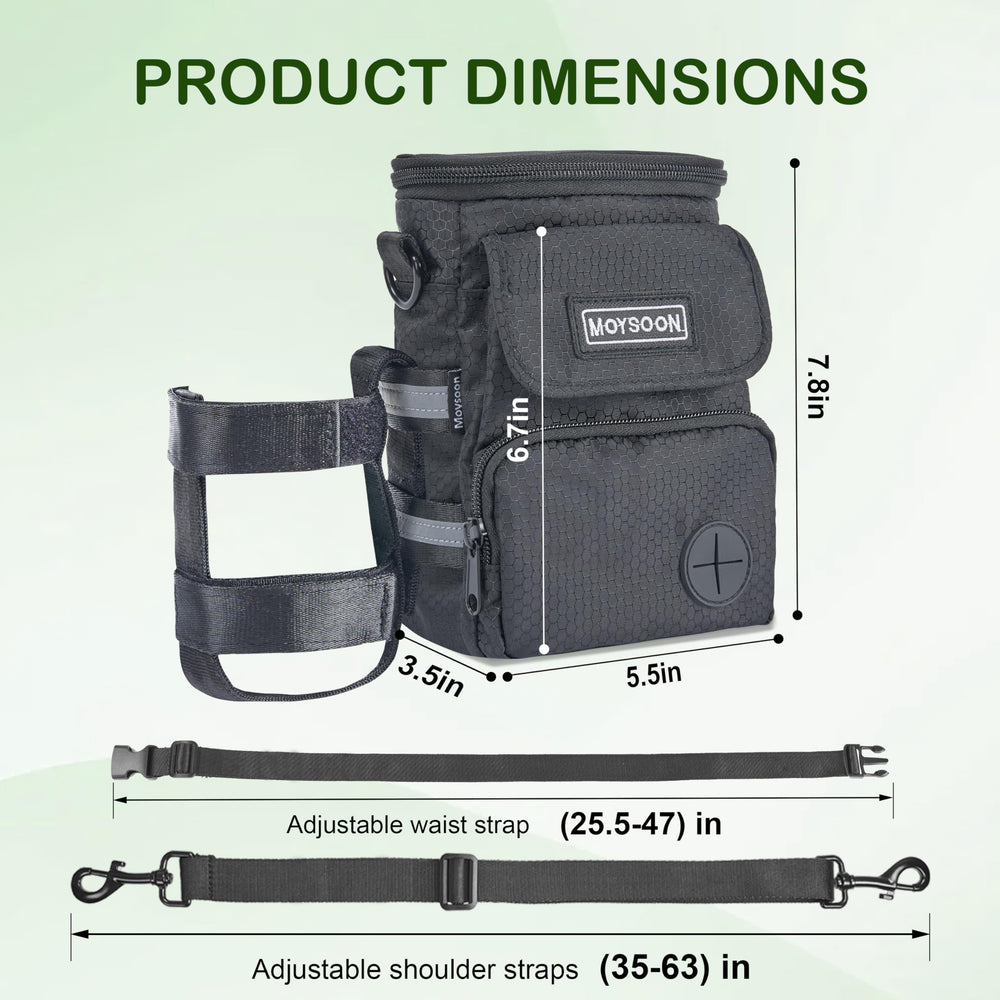 Moysoon multi-pocket treat pouch keeps snacks, phone, and bags organized.