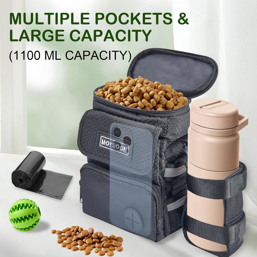 Moysoon dog training treat pouch with adjustable shoulder strap for versatile wear.