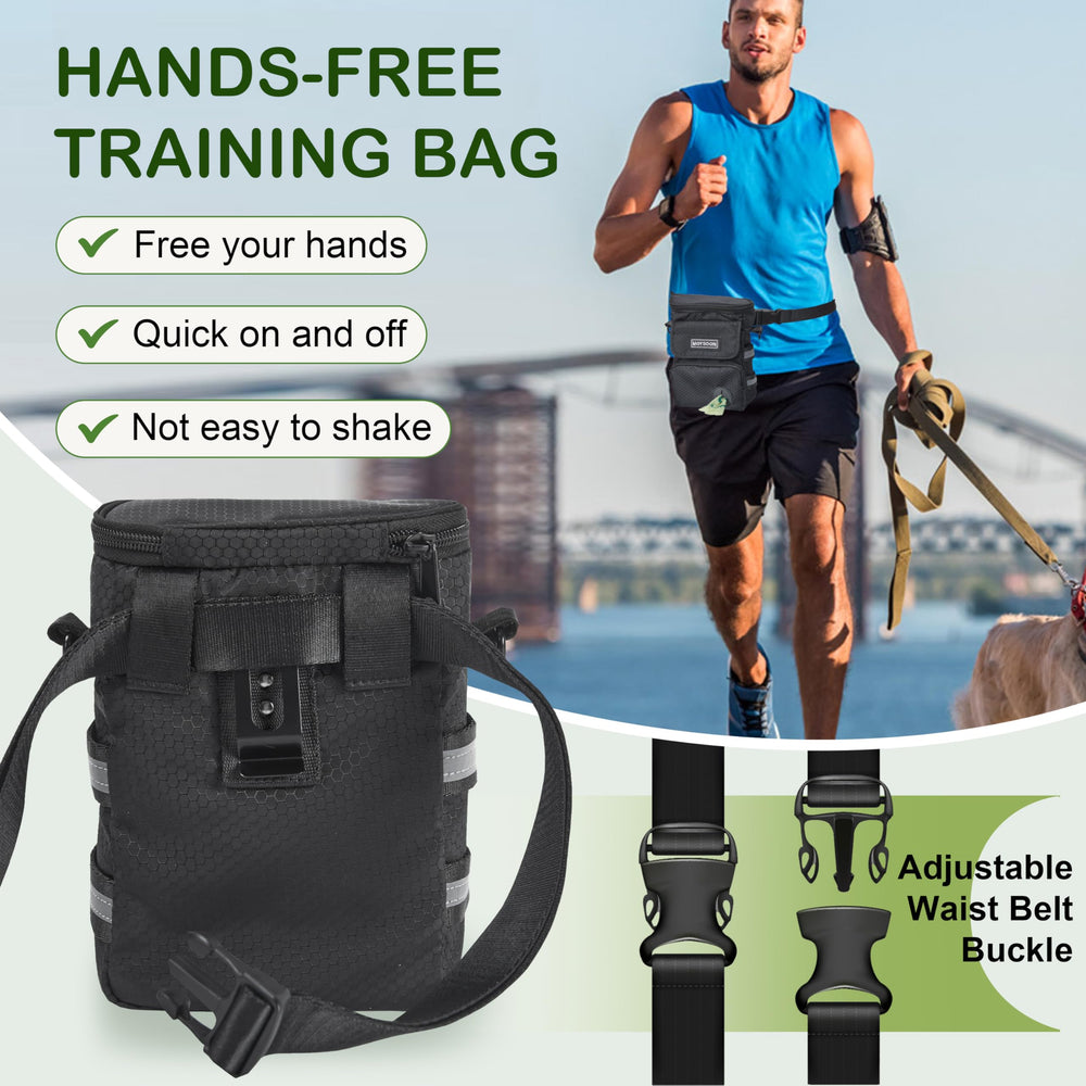 Moysoon multi-pocket storage dog bag organizes treats, phone, and bags