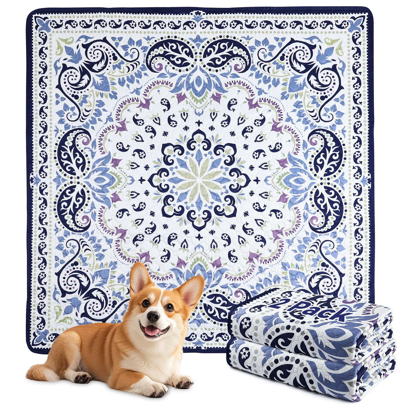 Mozin washable dog pee pad surface close-up shows soft fabric for pet comfort and protection.
