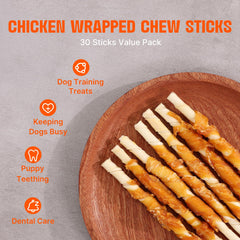 M-PETS alto en proteína, palitos de pollo para perros activos.