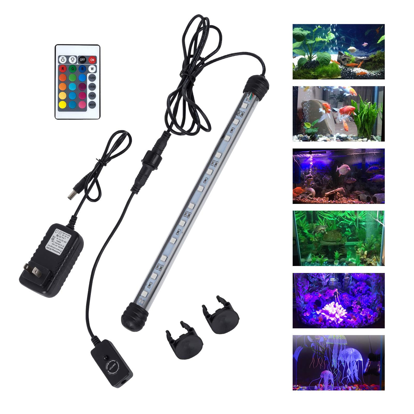 MQ 23in color-changing tank light showcasing 16 colors and four modes.