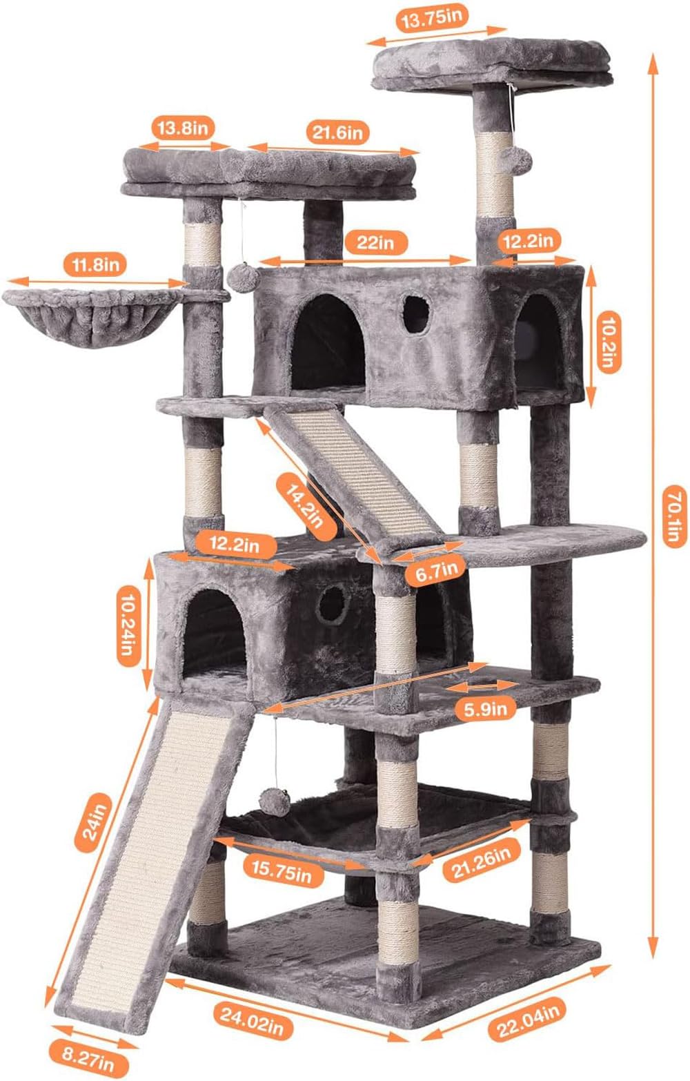 MQ Cat Tree second top lounger provides a cozy nap spot for cats