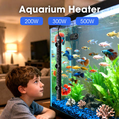 MQ submersible heater dial temperature adjustment highlights precise 68–94F control.