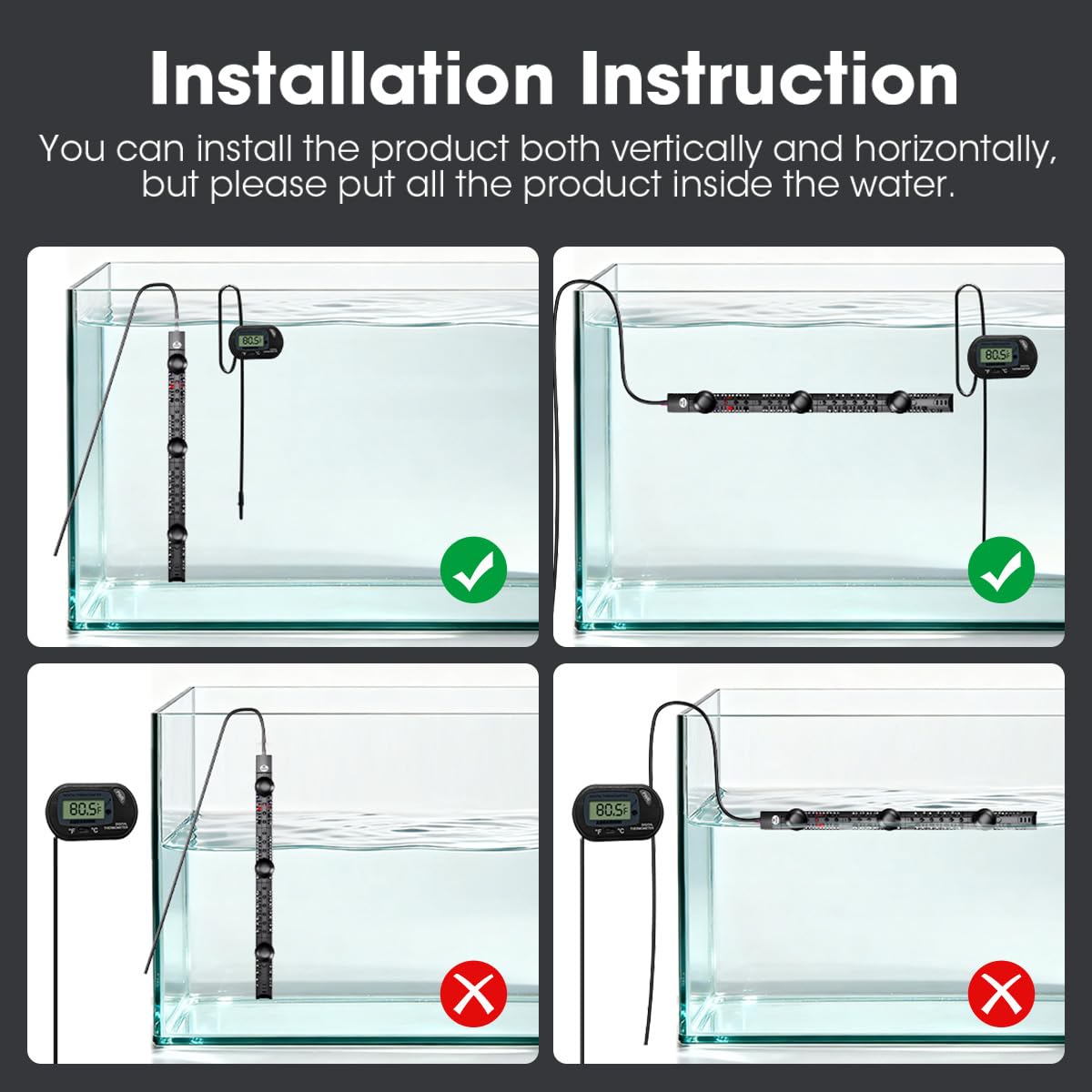 MQ submersible heater saltwater use demonstrates compatibility with reef and marine setups.