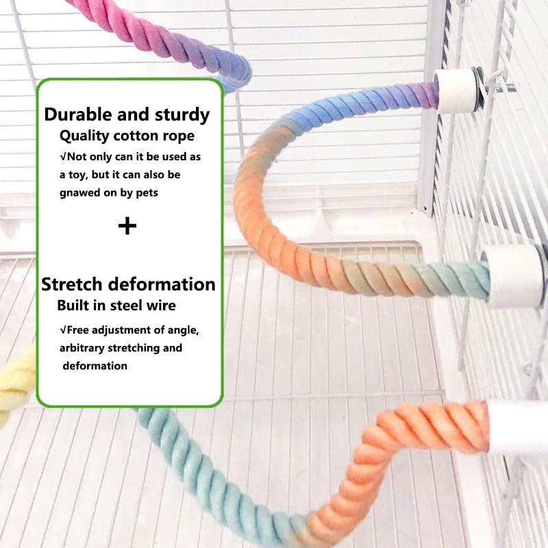 MQACPUPY rope perch in cage illustrates easy repositioning for daily routines