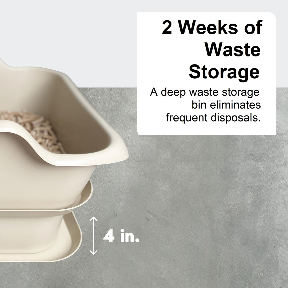 Mr. Catman waste storage tray provides roomy space for extended waste storage.