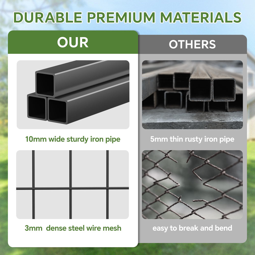 Mr IRONSTONE chew-resistant kennel walls withstand playful gnawing.