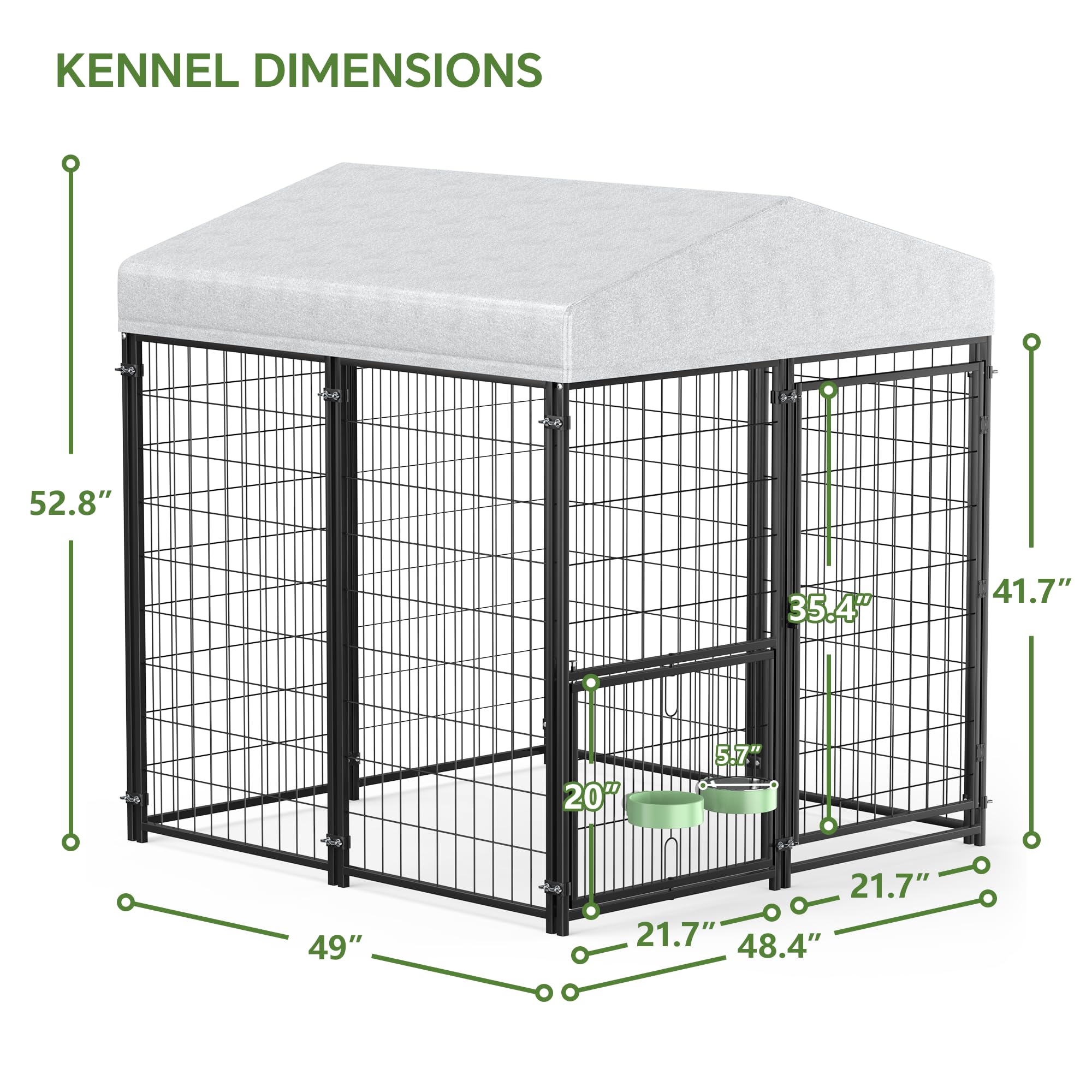 Mr IRONSTONE weatherproof roof shields pets from rain and sun.
