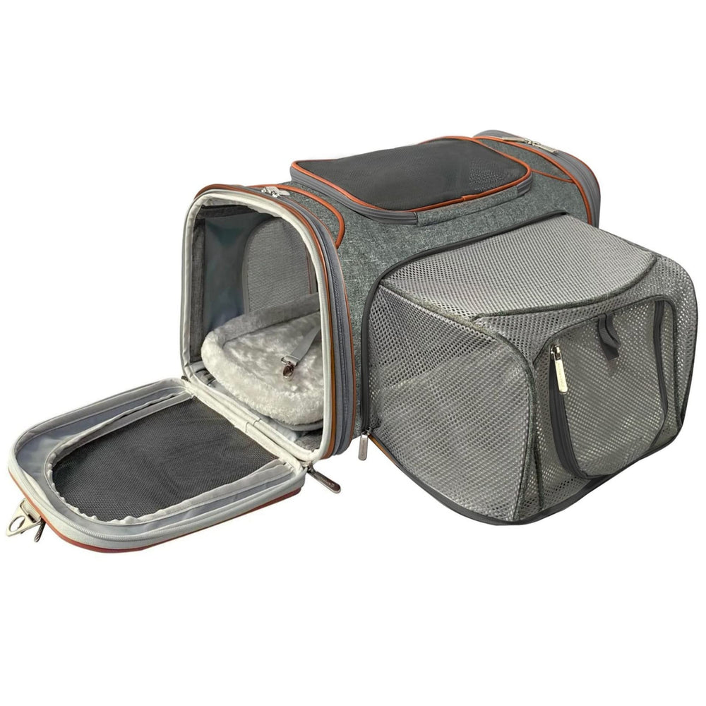 Mr. Peanut's airline-approved tote in use demonstrates soft-sided, versatile travel solution.