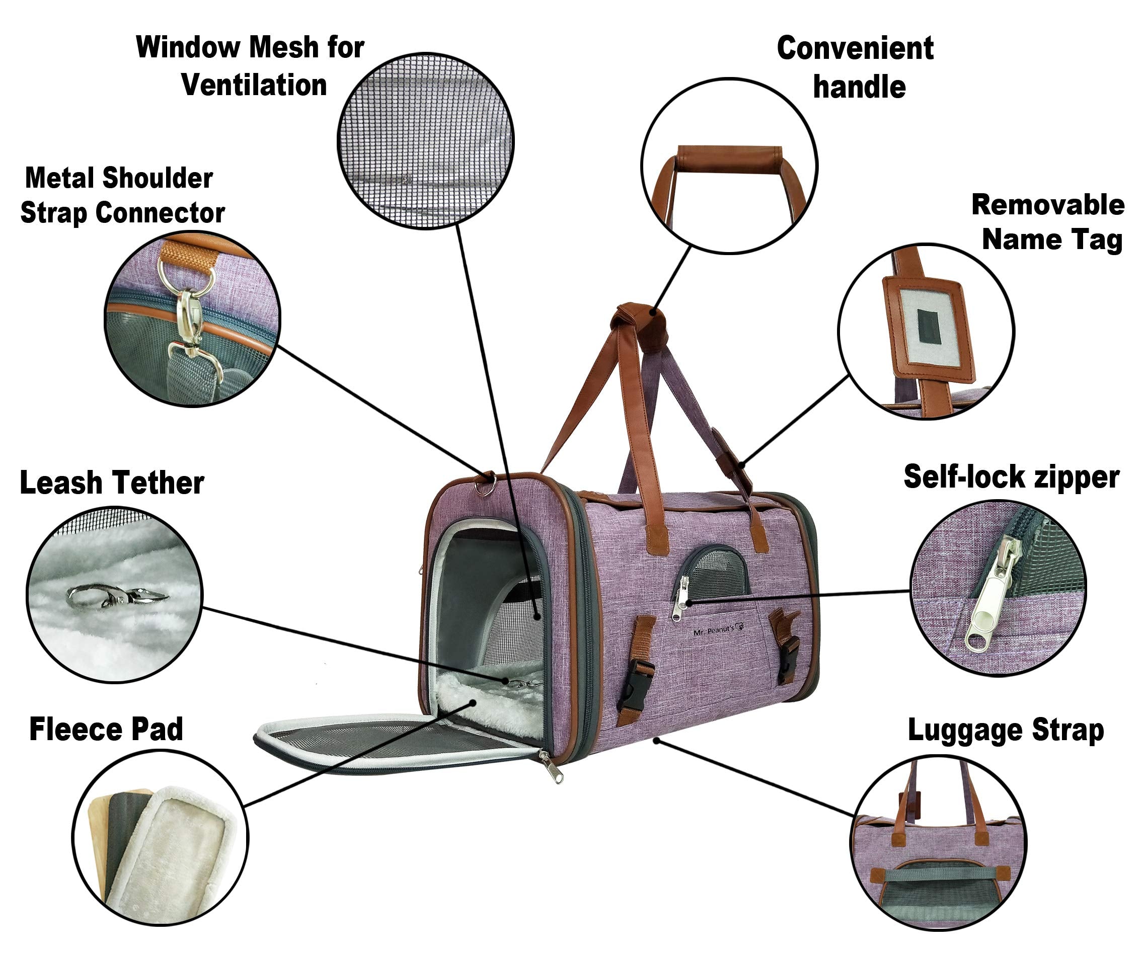 Mr. Peanut's airline approved carrier interior with plywood base support