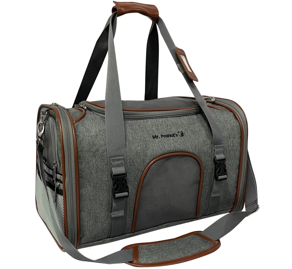 Mr. Peanut's expandable airline pet carrier side ventilation ensures pet comfort during flights.