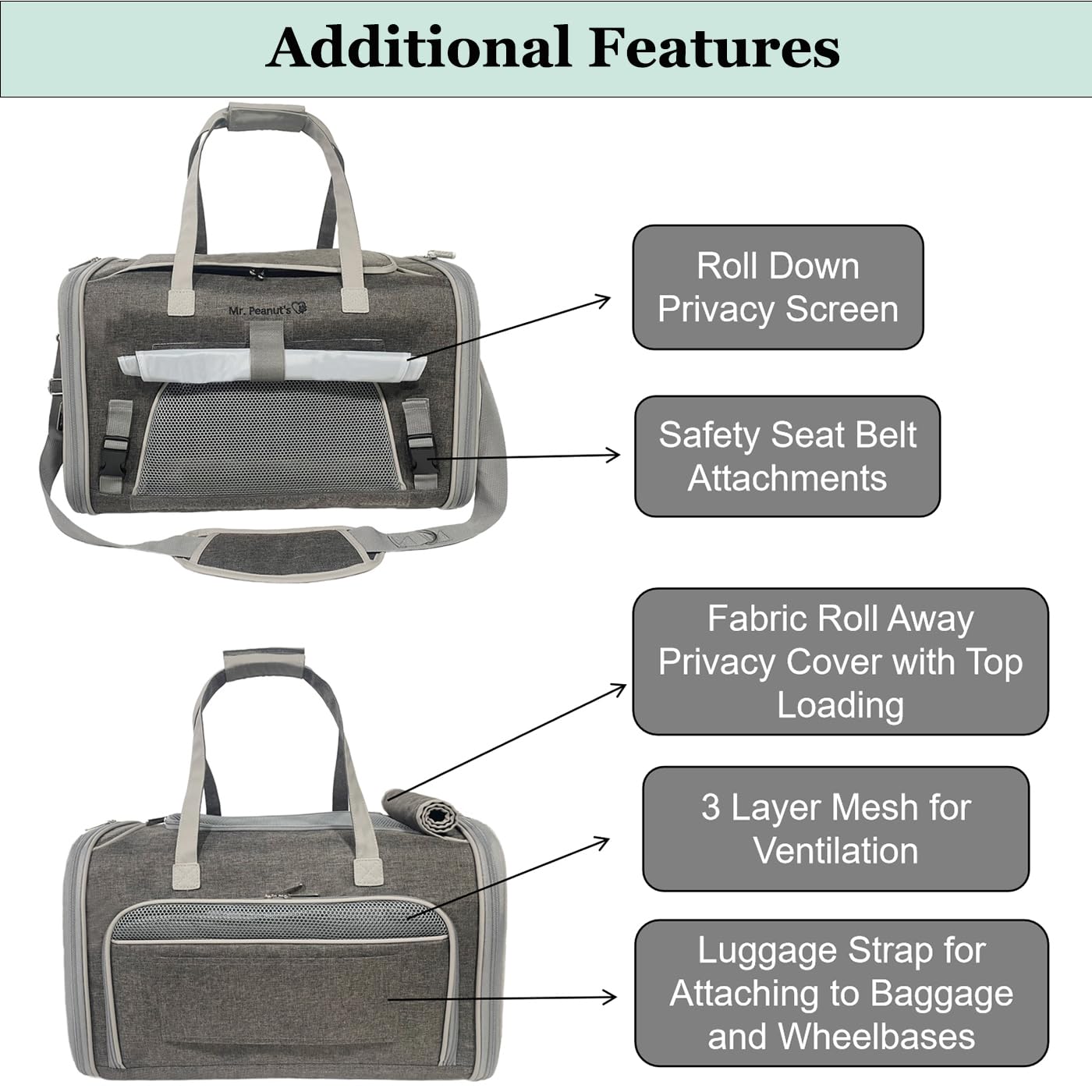 Mr. Peanut's Gold Series zipper-closeup highlights auto self-locking zippers for security.