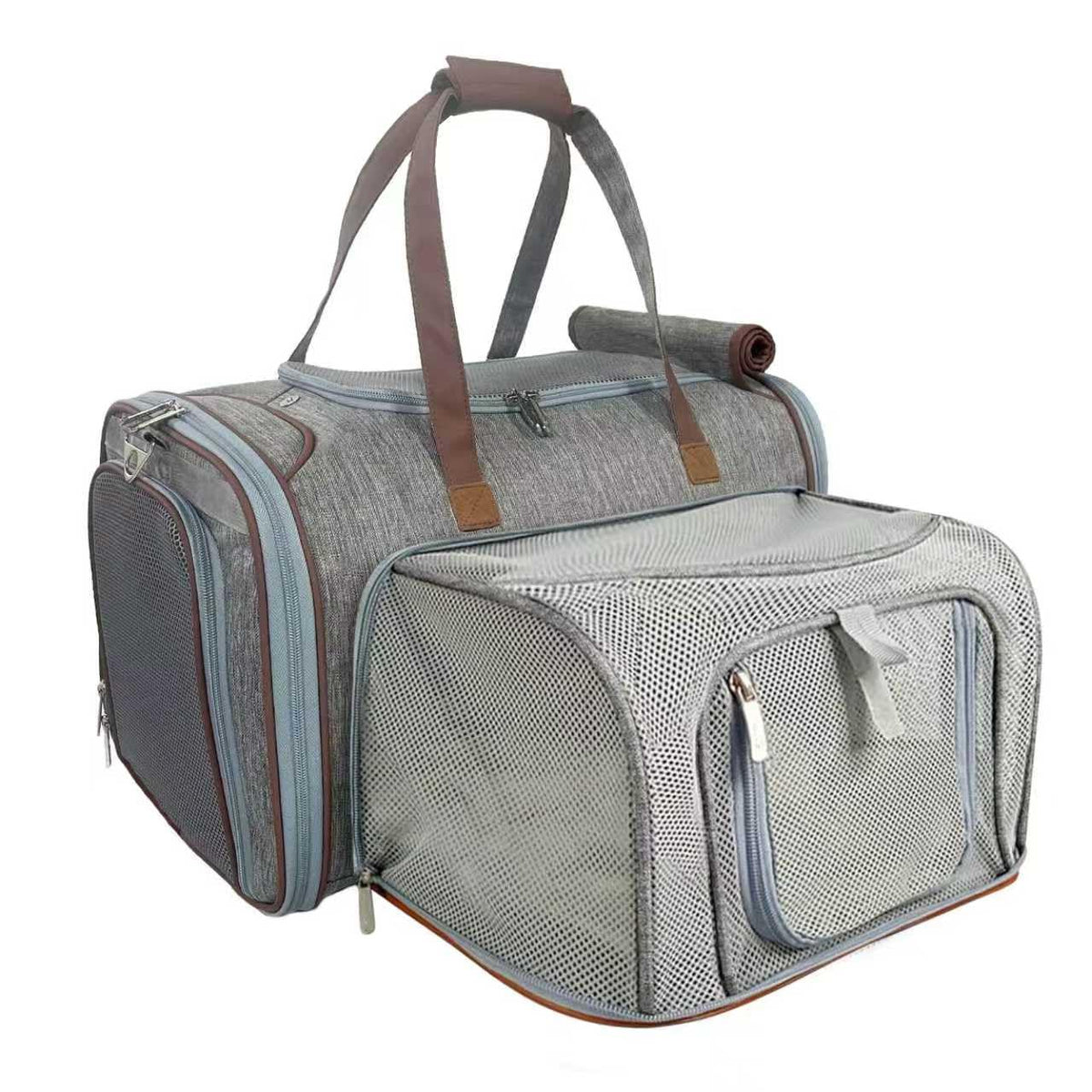 Mr. Peanut's Gold Series Big Apple XL carrier top view with mesh windows and airflow.