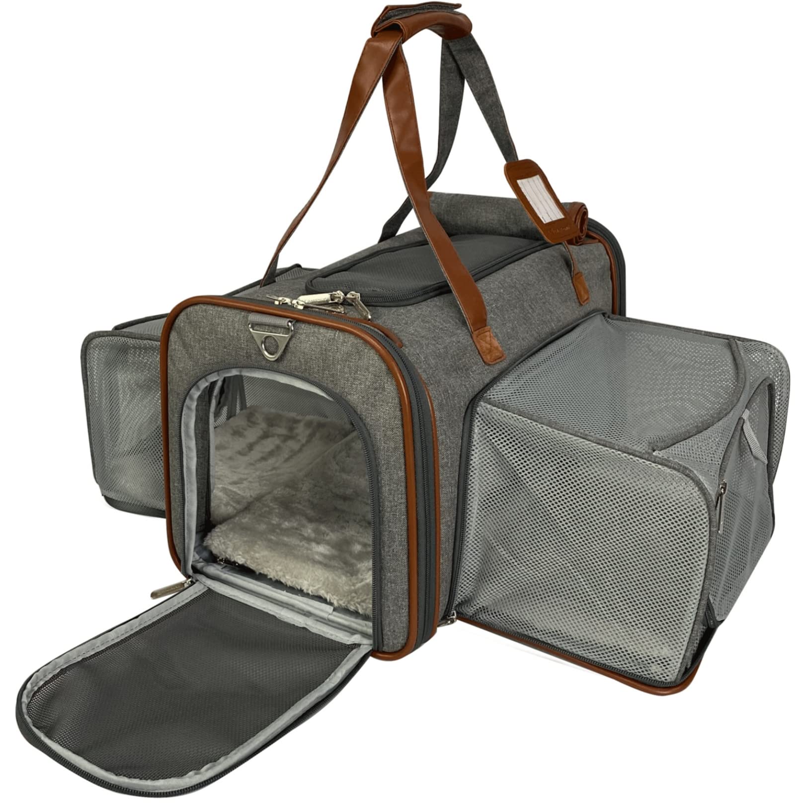 Mr. Peanut's Gold Series carrier closed front view suitable for under-seat airline travel.