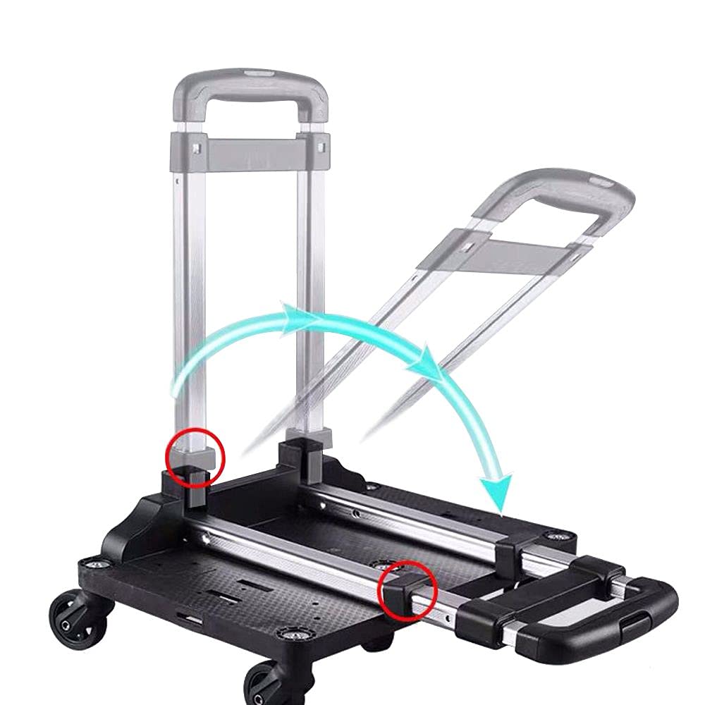 Mr. Peanut's Spinner Wheelbase cart fitting into overhead bin for compact travel