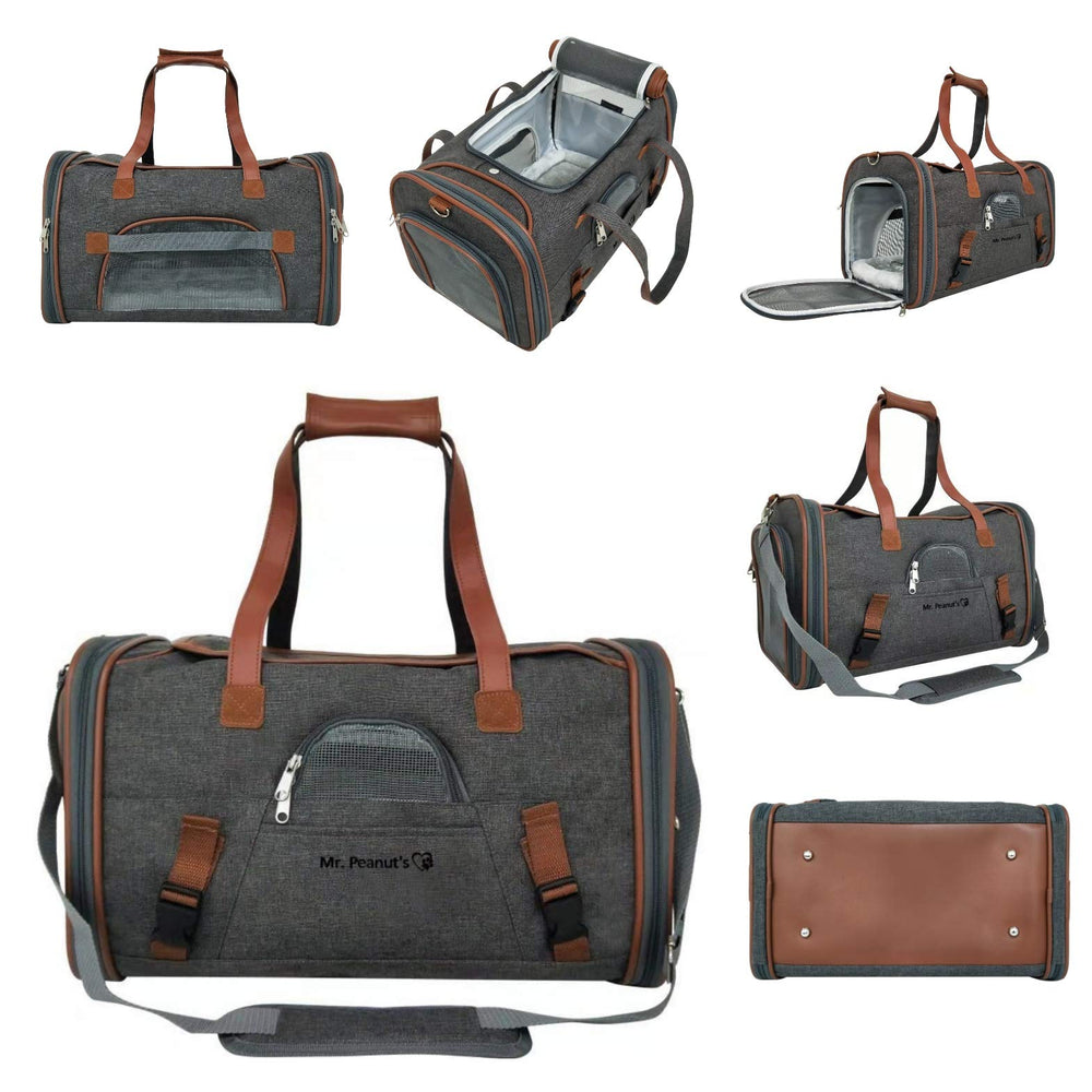 Under-seat compatible design image highlighting compact dimensions for airline travel