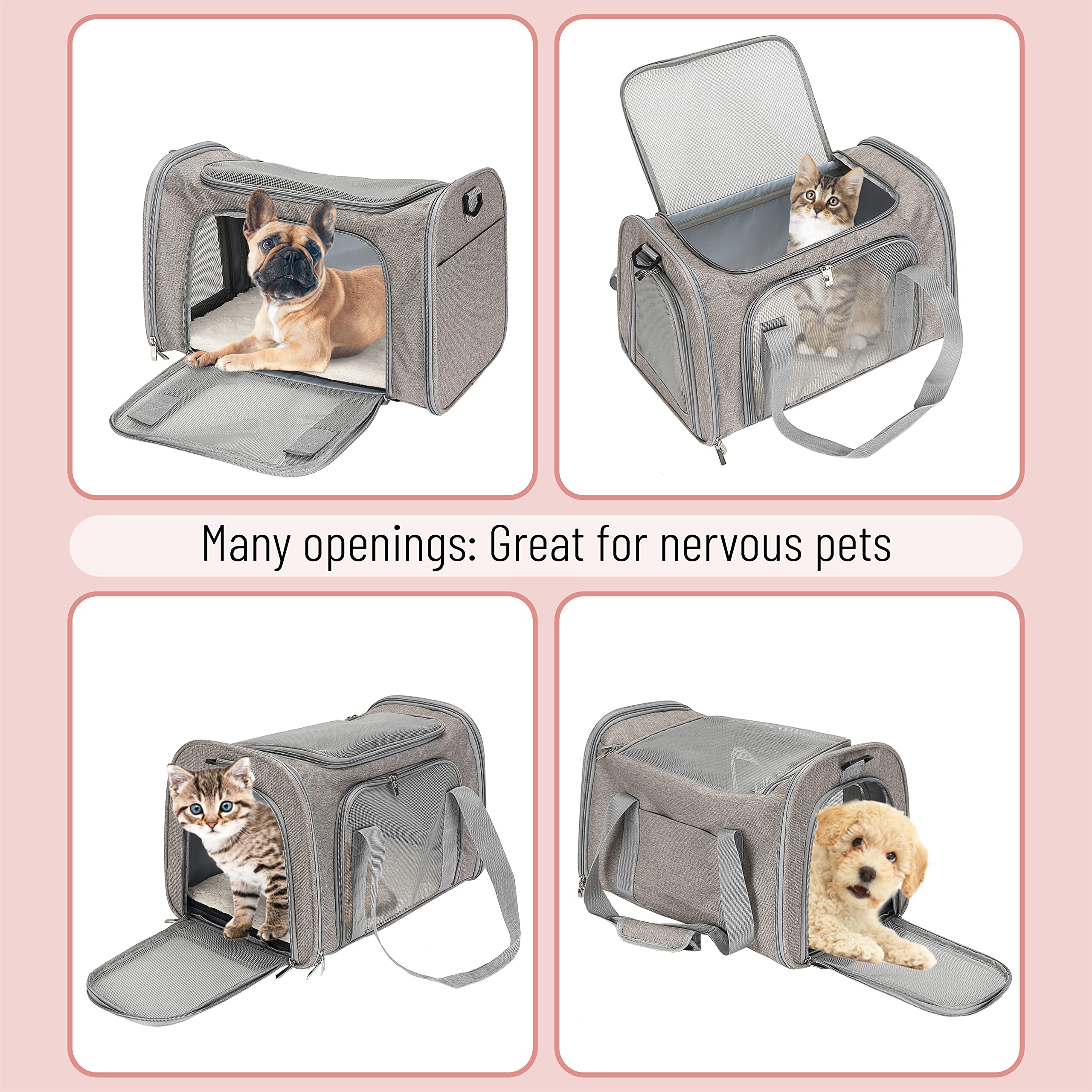 Mr. Pen pet carrier anti-slip zippers prevent escape from inside.