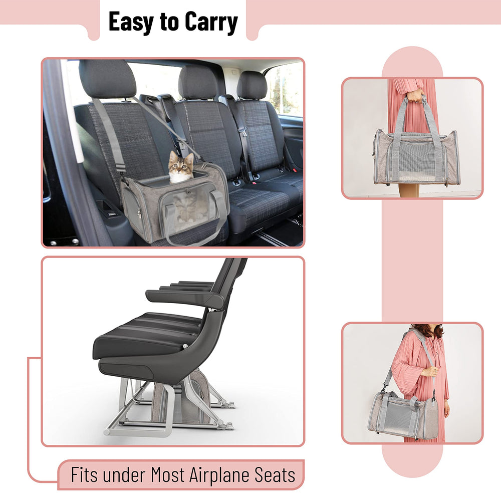 Mr. Pen pet carrier extended handles simplify toting on the go.