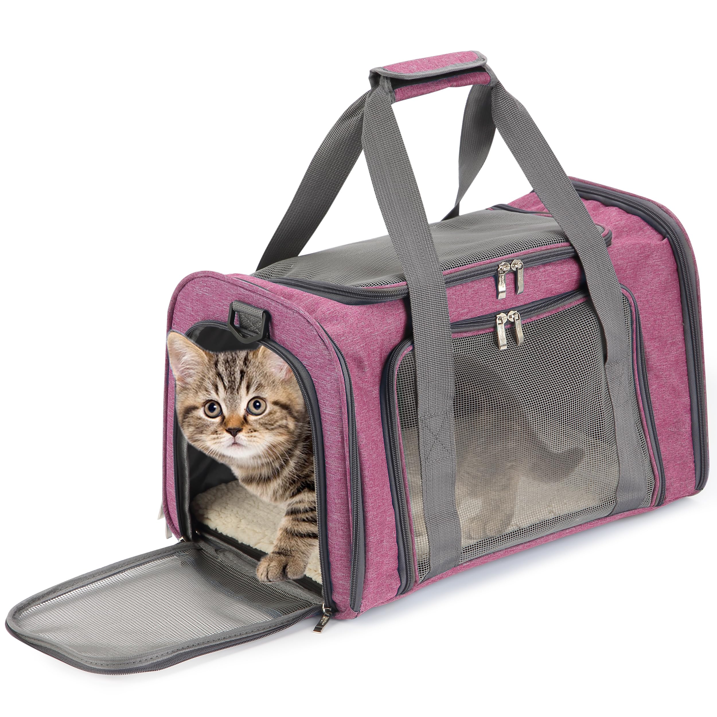 Mr. Pen pet carrier pink with breathable mesh windows for travel airflow