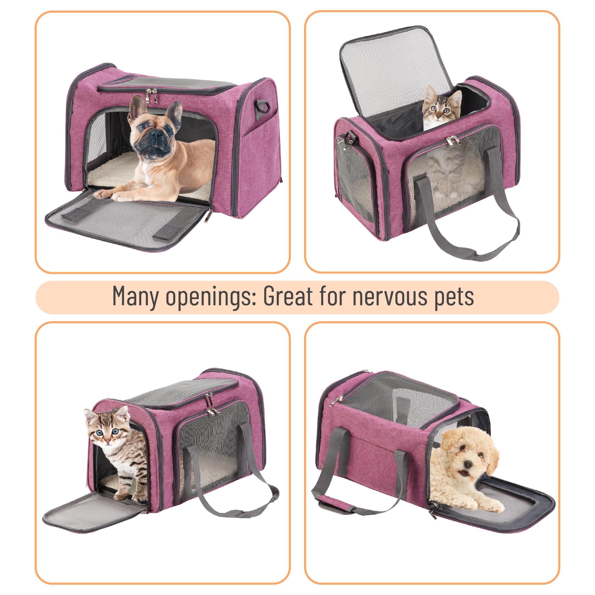 Mr. Pen pet carrier pink pockets for treats and essentials