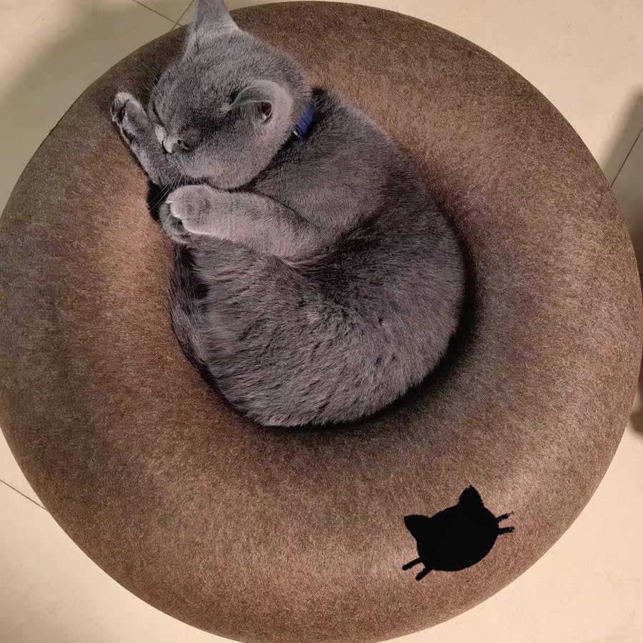 Mrocioa Donut Cat Tunnel Bed easy-clean fabric supports regular care