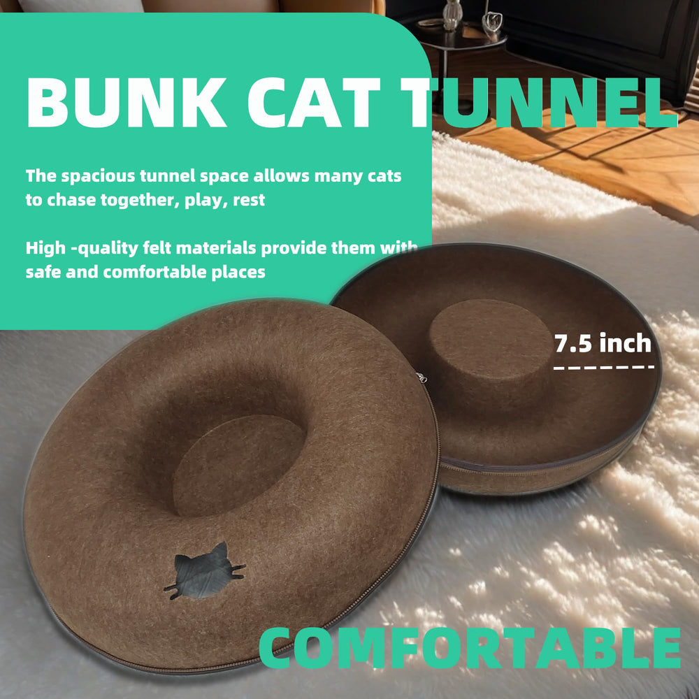 Mrocioa Donut Cat Tunnel Bed interior view highlights shared space for multiple cats to relax
